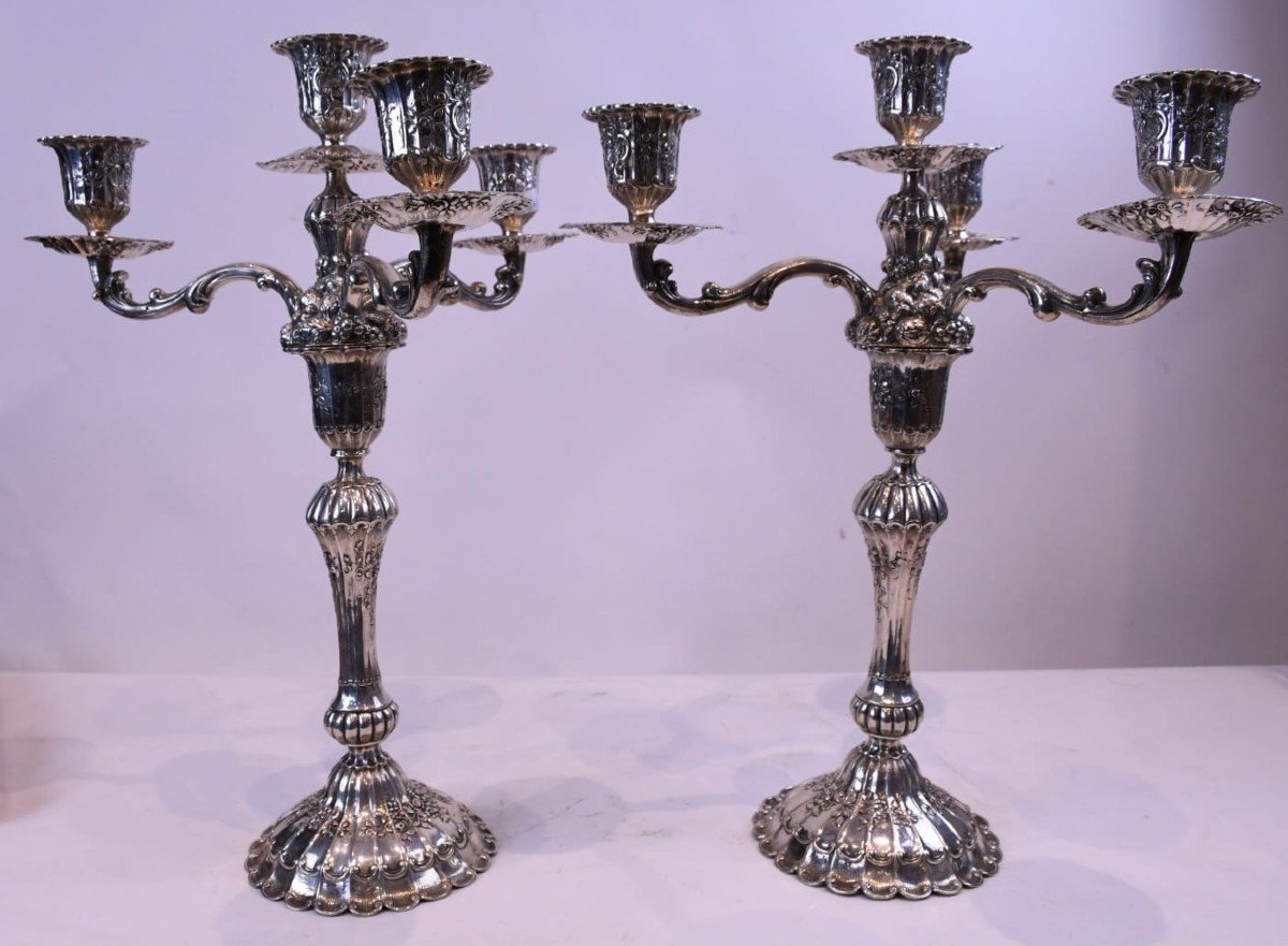 Candelabri in Argento 800 Punzone Germania 1888